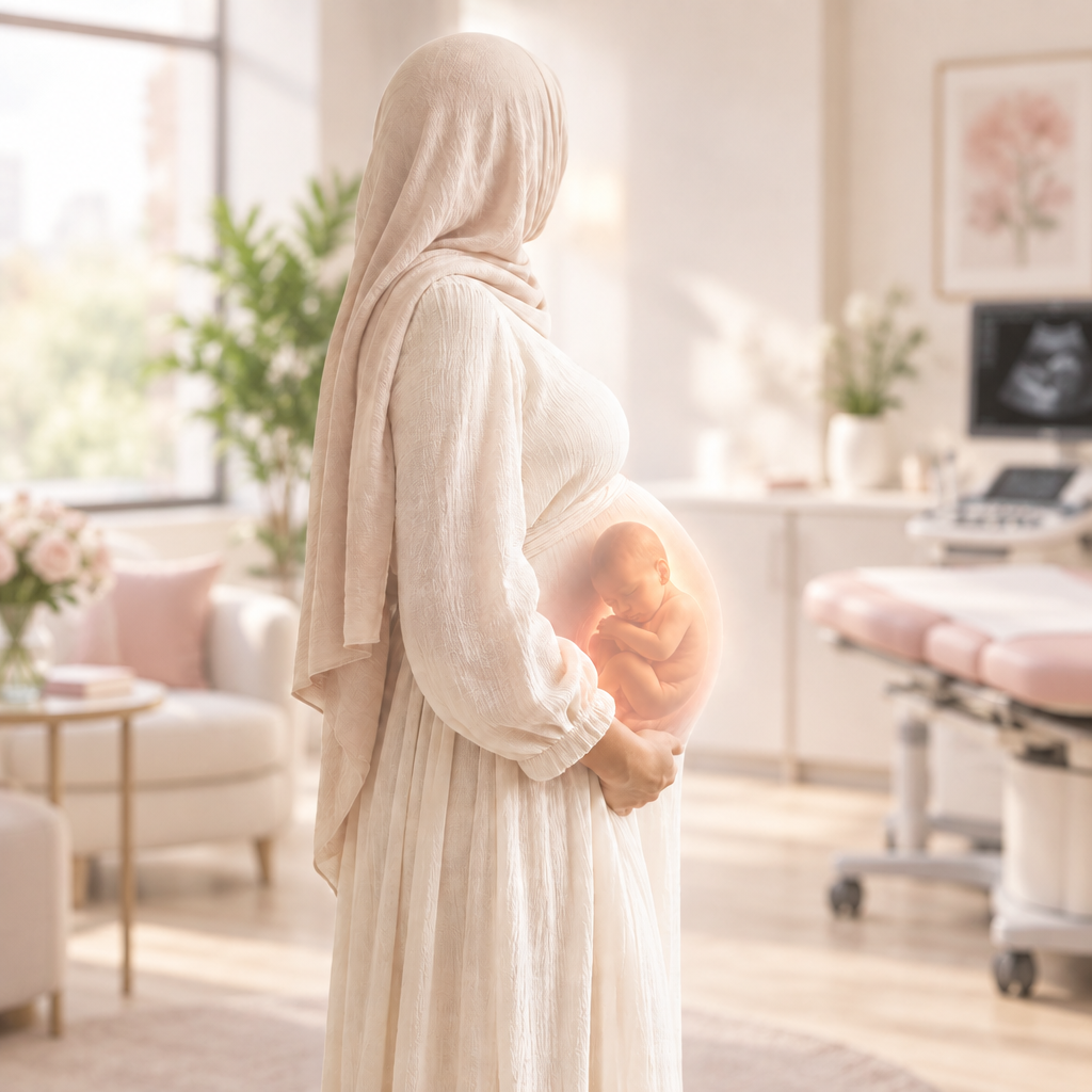 Future maman, main sur le ventre